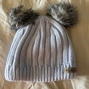 Columbia Kids' light purple Knit Beanie with Faux Fur Pom-Poms Cabincore